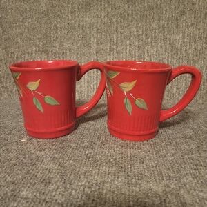 TRACY PORTER sugar plum Coffee Mugs Set Of 2 Painted Ceramic